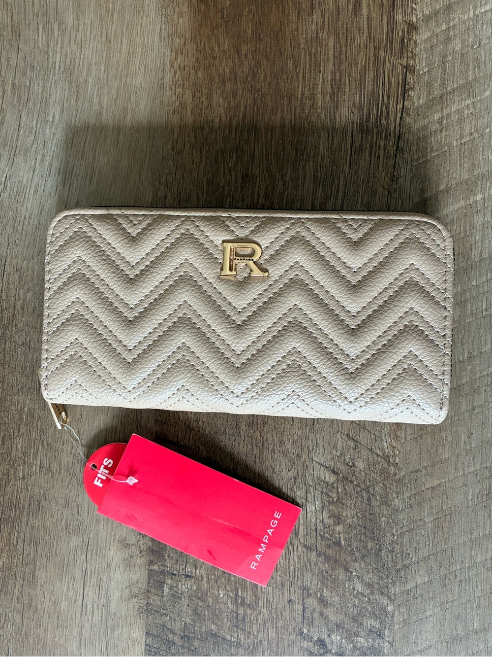 Rampage Chevron Quilted Accordion Zip Wallet, NWT